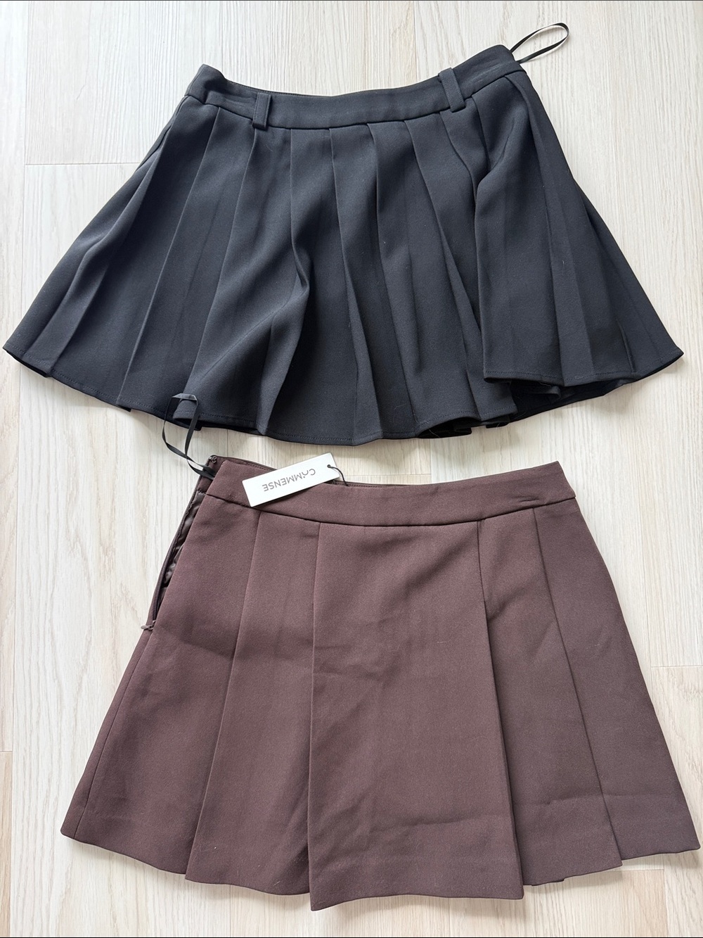 Lot of 2 Commense Pleated Circle Skirts in Black and Brown NWT